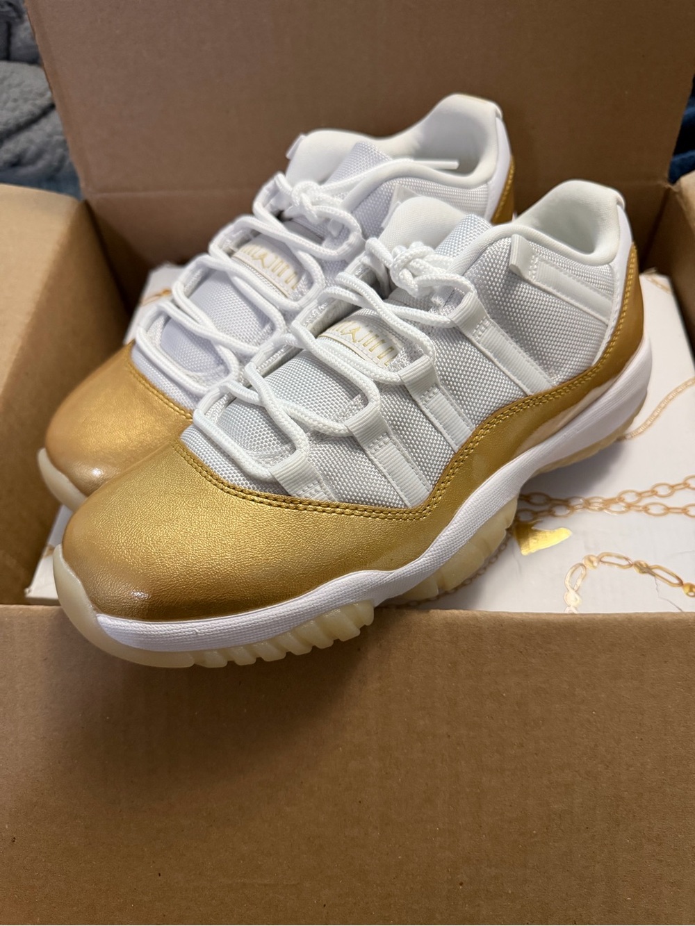 Nike Women’s White and Gold Low-Top Sneakers